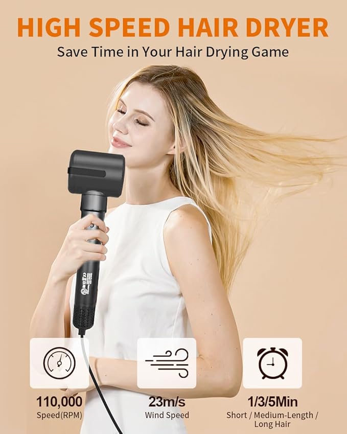 Diffuser Hair Dryer Brush, 7 in 1 Air Wrap Hair Styler, 1400 Watts Blow Dryer for Women, Hair Care Styling Tools, Auto Curling Iron, Multi Hair Styler for Fast Drying Curling Straightening Volumizing