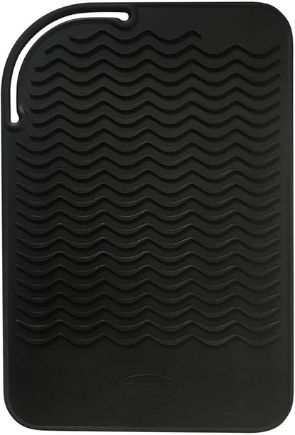 11" X 7.5" 5.6 oz Large Heat Resistant Silicone Travel Salon Hair Styling Tools Cooling Mat, Anti-Heat Pad Cover for Hair Straightener, Curling Iron, Flat Iron, Hair Dryer Curler Mat - Black