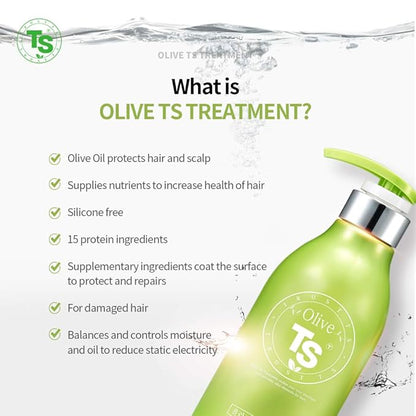 Olive TS Treatment (17.6 Fl Oz / 500mL) | Treatment of Damaged Hair and Dry Scalp and Hair | Olive Oil Hair Treatment - Hydrating and Restorative| Silicone Free | All Hair Types