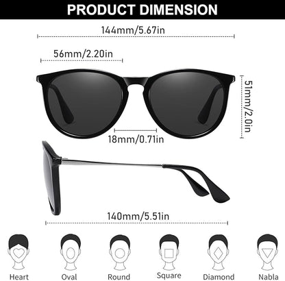 Ougenni Sunglasses for Women Men Vintage Polarized Women Sunglasses Round Classic Retro UV Protection Lens