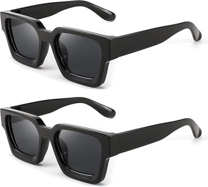 FEISEDY Retro 90s Square Sunglasses for Women Men Trendy Chunky Rectangle Sunglasses UV400 Protection B2385
