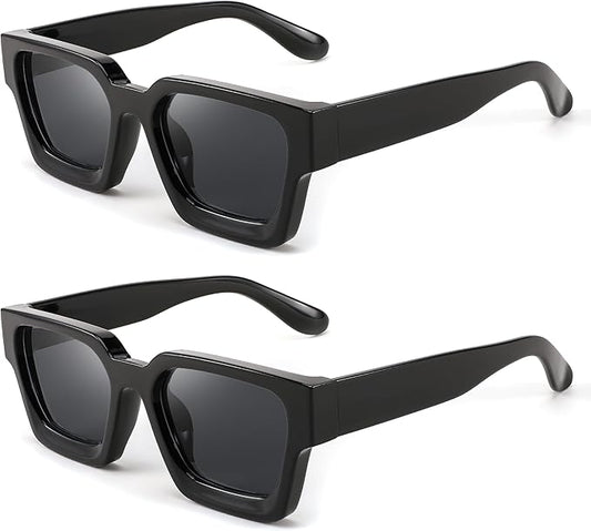 FEISEDY Retro 90s Square Sunglasses for Women Men Trendy Chunky Rectangle Sunglasses UV400 Protection B2385