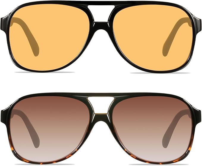 YDAOWKN Retro Aviator Sunglasses for Women Mens Large Frame Classic Vintage 70s Sun Glasses Aviators