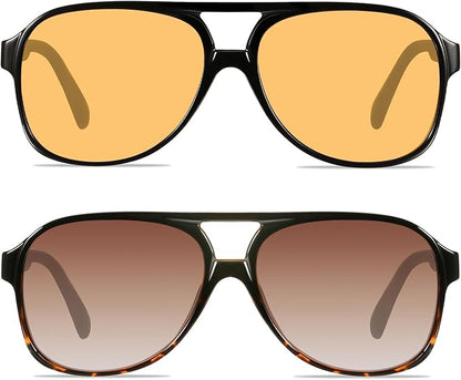 YDAOWKN Retro Aviator Sunglasses for Women Mens Large Frame Classic Vintage 70s Sun Glasses Aviators