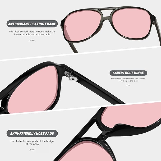 YDAOWKN Retro Aviator Sunglasses for Women Mens Large Frame Classic Vintage 70s Sun Glasses Aviators