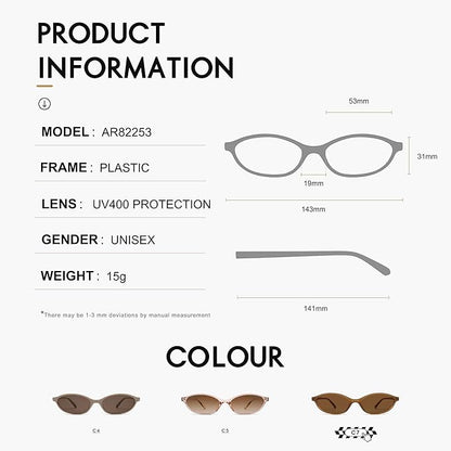 Retro Oval Cat Eye Sunglasses for Women Y2k Trendy Narrow Sunnies Designer Sun Glasses AR82253
