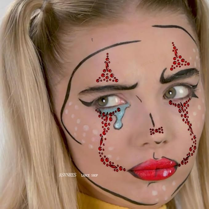 1 Pieces Face Gems Jewels Tattoos for Halloween, Day of the Dead Face Temporary Skull Tattoos Rhinestone Crystal Stones Body Gems Makeup Stickers for Halloween Festival Rave Party Outfit