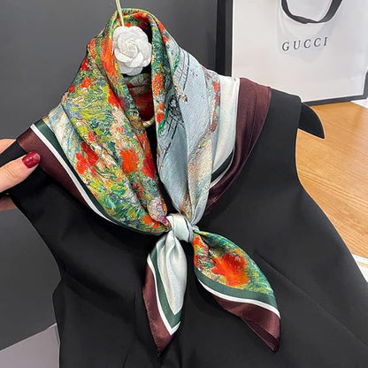 100% Pure Mulberry Silk Scarfs 26"x26" Square Scarf Women Neckerchief Headscarf hair scarf bandana Gift Packed