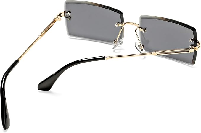 Rectangle Sunglasses for Men/Women Small Rimless Square Shade Eyewear