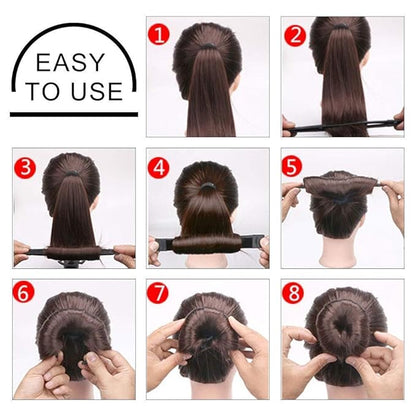 Hair Accessories Set: 3 Donut Bun Makers, 2 Foam Sponge Shapers, 1 French Twist Clip, 2 Snap Buns, 10 Elastics, 20 Pins (Black)