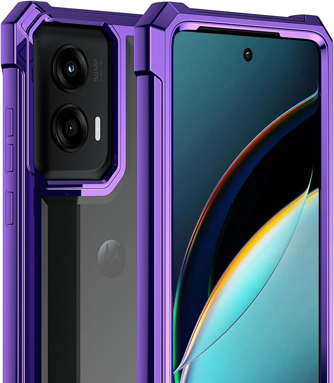 Ailiber for Motorola G Stylus 5G 2024 Phone Case, with Screen Protector, Dual Layer Shockproof Bumper, Clear Transparent, Slim Scratch-Resistant Cover for Motorola Moto G Stylus 2024-Purple
