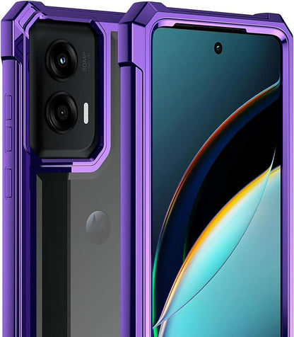 Ailiber for Motorola G Stylus 5G 2024 Phone Case, with Screen Protector, Dual Layer Shockproof Bumper, Clear Transparent, Slim Scratch-Resistant Cover for Motorola Moto G Stylus 2024-Purple