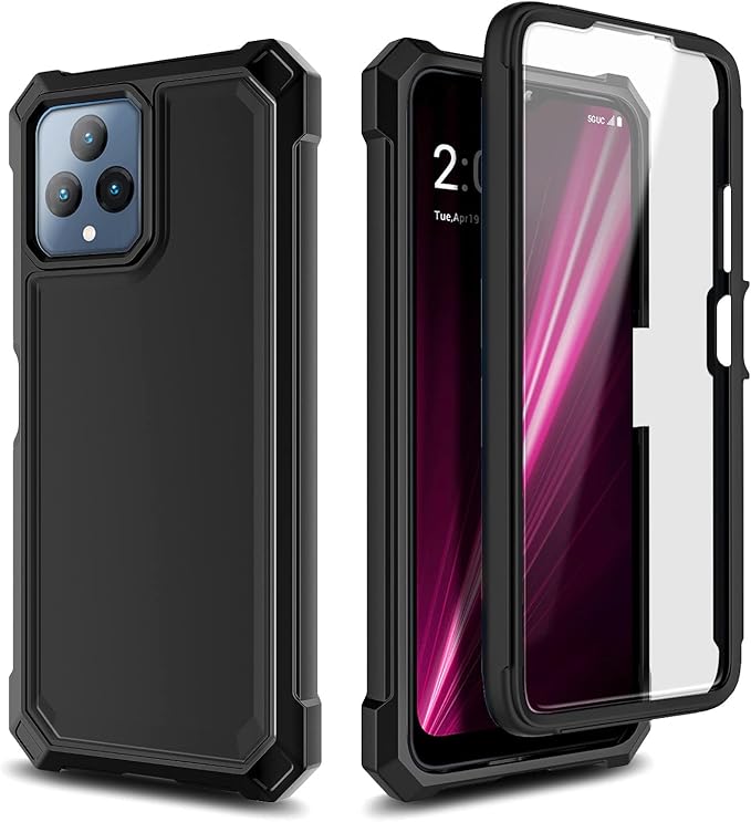 NZND Designed for T-Mobile REVVL 6 5G Phone Case, REVVL 6X 5G Phone Case with [Built-in Screen Protector], Full-Body Shockproof Protective Rugged Bumper Cover Case (Black)