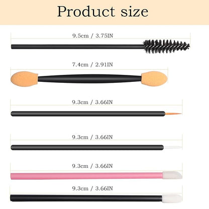 300pcs Disposable Makeup Tool Kit,Brow brush/Mascara brush/Lip Applicators/Eyeshadow applicators/Eye liner brush,JASSINS Makeup Disposable Accessories With Organizer Box