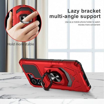 for BLU View 5 B160V / BLU F5 5G Case with 1 Pack Screen Protector,Dual Layer Hybrid Heavy Duty Defender Protection,Sleek Rugged Reinforced Cushion Corner Kickstand Shockproof Bumper Cover Red