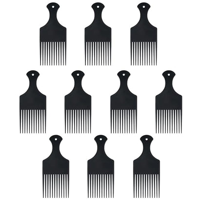 10pcs Salon-Style Hair Pick and Parting Comb，Smooth Wide Hair Pick Comb Afro Hair Comb ，Black Detangling Combs for Afro, Curly Hair Braiding and Styling，Barber Supplies, Hair Care Appliance（BLACK）