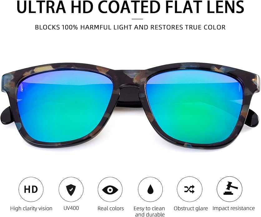 COLOSSEIN Sunglasses Womens,Classic Square Frame UV400 Mirrored Lens,Sunglasses Fit For Beach,Vacation,Driving