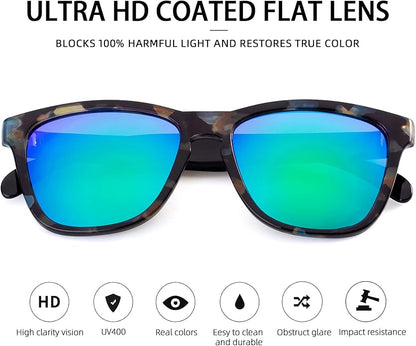 COLOSSEIN Sunglasses Womens,Classic Square Frame UV400 Mirrored Lens,Sunglasses Fit For Beach,Vacation,Driving