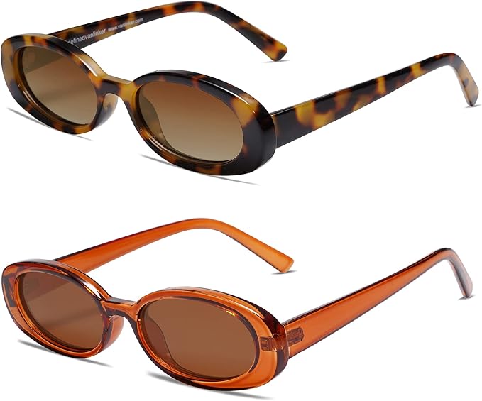 VANLINKER Polarized Retro Oval Sunglasses for Women and Men Small 90s Style VL9580