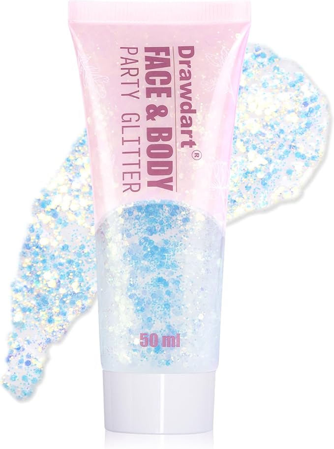 Galaxy Blue Face Body Glitter Gel,Color Changing Glitter for Face Hair Nails,Sparkling Glitter Gel for Women,Face Hair Sequins Party Festival Rave Makeup,50ml