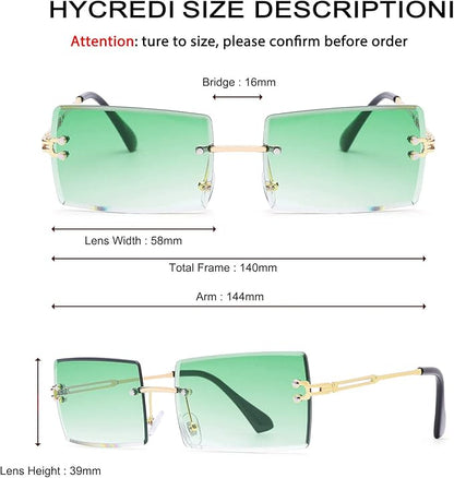 Rectangle Sunglasses for Men/Women Small Rimless Square Shade Eyewear