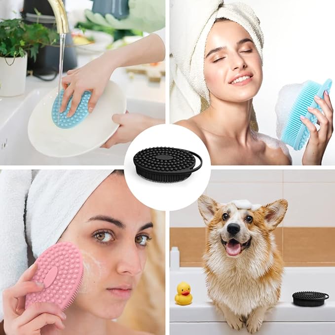 3 Pack Silicone Exfoliating Body Scrubber, Soft Loofah Fit for Sensitive and All Kinds of Skin, Clean and Sanitary, Rapid Foaming