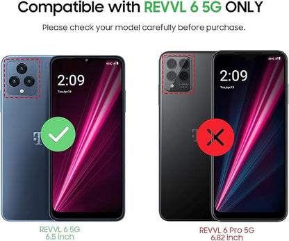 NZND Designed for T-Mobile REVVL 6 5G Phone Case, REVVL 6X 5G Phone Case with [Built-in Screen Protector], Full-Body Shockproof Protective Rugged Bumper Cover Case (Black)