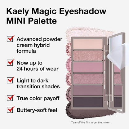 6 Color Eyeshadow Makeup Palette, 6 Nude Champagne Gold Pink Rose Gold Black Brown Mauve Eyeshadows Palette, Everyday Matte Shimmer Finish Eye Makeup Looks,Travel Friendly Size, Built-in Mirror 07#