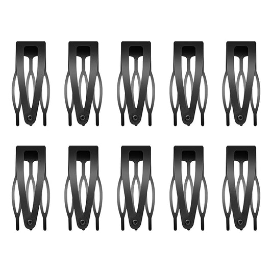 10 Pcs Double Grip Hair Clips, Sightor Metal Snap Hair Clips Hair Barrettes for Women Hair Making Salon Supplies Hair Accessories (Black)
