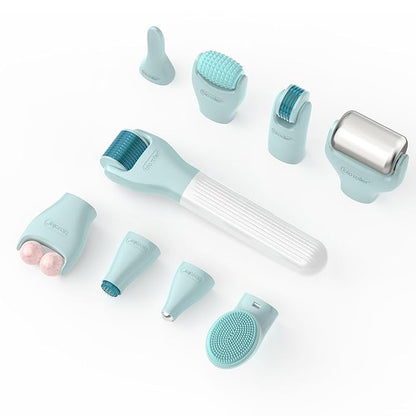 10 in 1 Derma Roller Kit, 0.25mm Microneedling Roller Microneedle Derma Roller with, Facial Beauty Roller Skin Care Tools, 10 Replaceable Heads and Storage Case