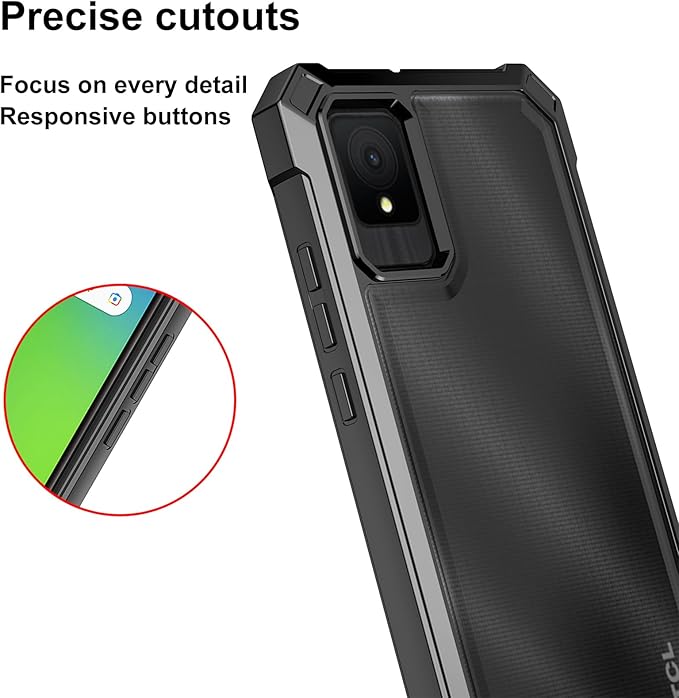 Ailiber for TCL K11 Case, TCL K11 T432W Case with Screen Protector, Dual Layer Shockproof Bumper, Clear Transparent Anti Yellowing, Military Grade Protection Cell Phone Cover-Black