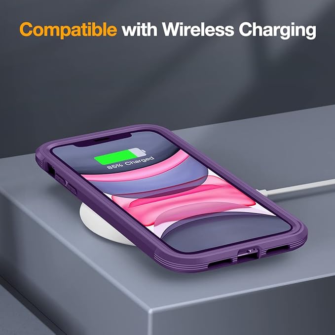 Miracase Glass Series for iPhone 11 Case [with Camera Lens Protector] Full-Body Rugged Bumper Case with Built-in 9H Tempered Glass Screen Protector Compatible with iPhone 11 6.1 inch, Purple