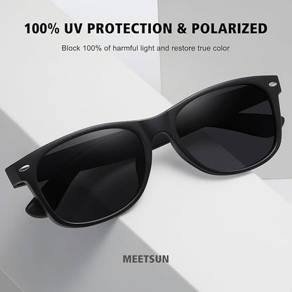 MEETSUN Classic Polarized Sunglasses for Women Men Trendy Retro Sun Glasses for Driving UV Protection (3 Pack)