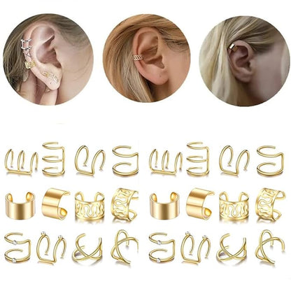 24 Pcs Gold Hair Braids Dreadlock, Non-Piercing Ear Clip Beard Beads Cuffs Clip Hair for Women Men Hair Accessories Styling Jewelry Tools