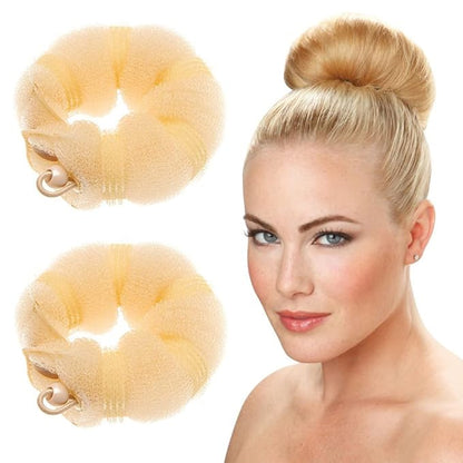 Beauty Small Hair Bun Maker 2 Pieces - Doughnut Chignon Clip Hair Accessory for Kids & Women's Hair Styling (Blonde)
