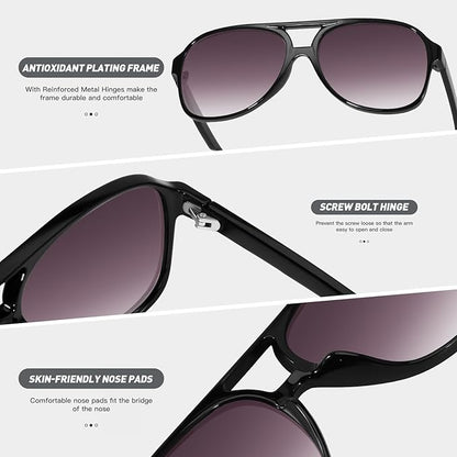 YDAOWKN Retro Aviator Sunglasses for Women Mens Large Frame Classic Vintage 70s Sun Glasses Aviators