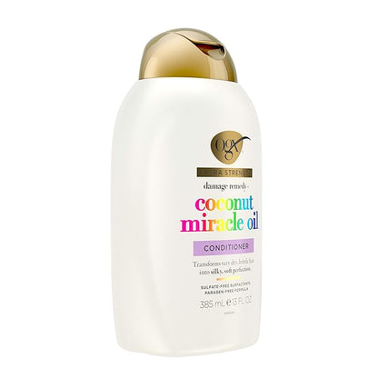 OGX Extra Strength Damage Remedy + Coconut Miracle Oil Conditioner for Dry, Frizzy or Coarse Hair, Paraben-Free, Sulfate-Free Surfactants, 13 Fl Oz