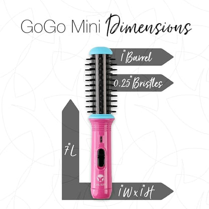 CALISTA GoGo Mini Heated Round Brush | Curl, Touch-Up, De-Frizz, Smooth, and Style Hair with Mini 7” Styling Tool | Heats to 365°F | Perfect Travel Tool | Dual Voltage (Cheetah)