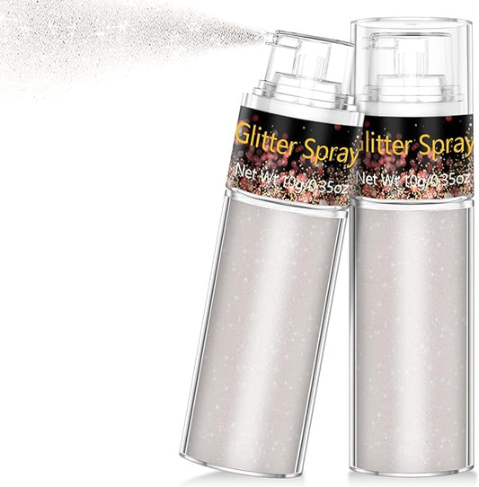 Hair and Body Glitter Spray, 1PC Peal White Glitter Hairspray Dry Powder Makeup for Clothes, Festival Rave Prom Loose Sparkle Powder,Holographic Ultra Fine Resin Glitters for Crafts,10g (Peal White)