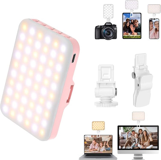 Selfie Light - BANSINE LED Phone Light USB-Rechargeable - Portable Photo Light with 97+ CRI, Up to 6500K Color Temperature Camera Light for Selfie, Zoom Conference, Video, Makeup and Live Stream