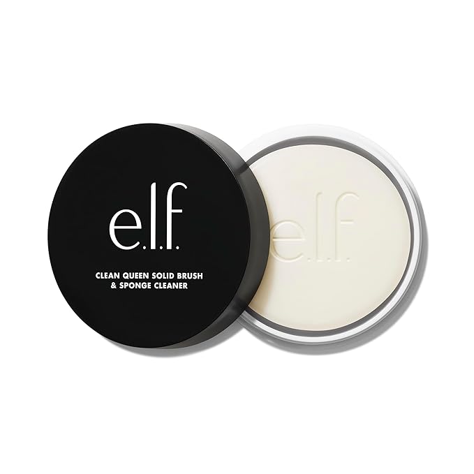 e.l.f. Clean Queen Solid Brush & Sponge Cleaner, Cleanses Face & Eye Makeup Brushes & Sponges, Nourishing, Non-Damaging Formula, Vegan & Cruelty-Free