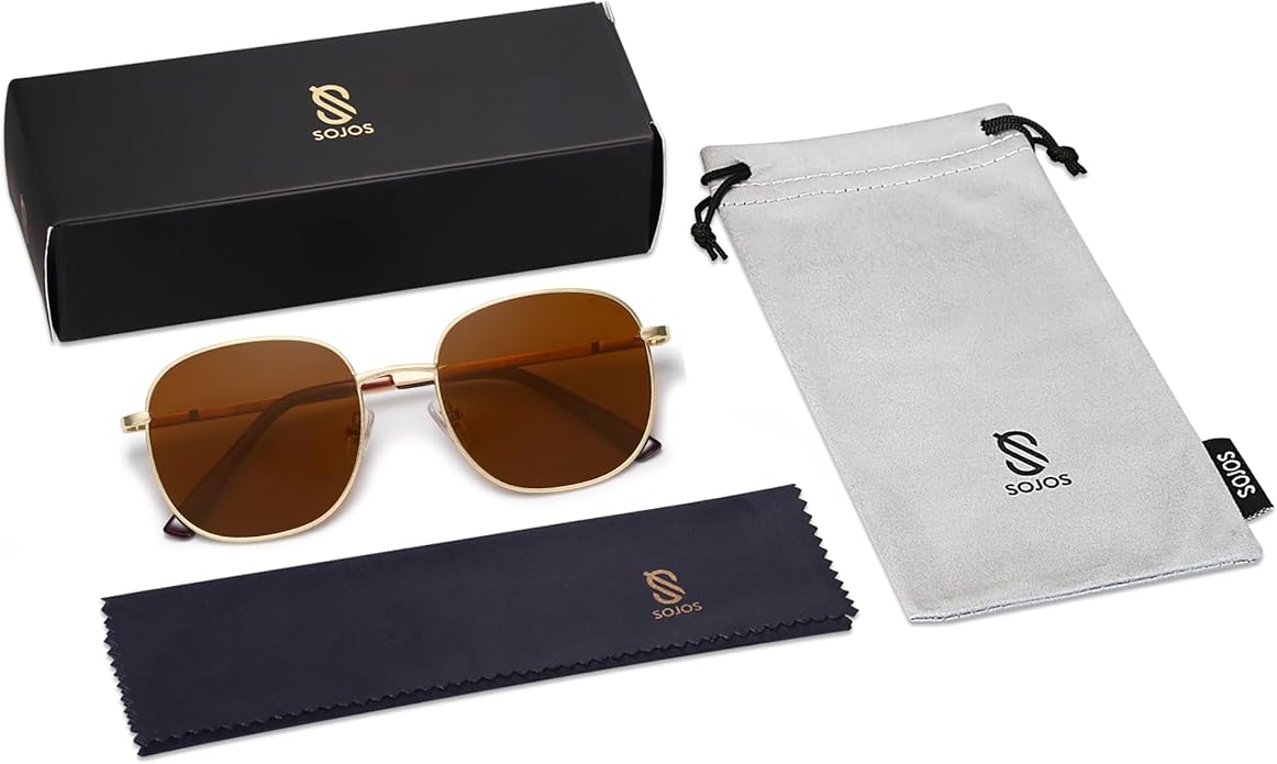 SOJOS Classic Trendy Square Sunglasses for Women Men Cute Big Frame Gold Shades SJ1137