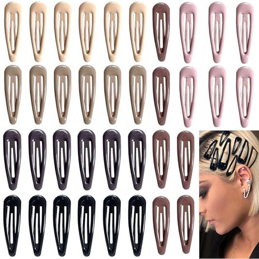 36 PCS 2 Inch Metal Snap Hair Clips Water Drop No Slip for Women & Girls,Strong Hold Matte Hair Clips for Thick Hair & Thin Hair,Hair Barrettes for Women.Metal Snap Clips Accessories
