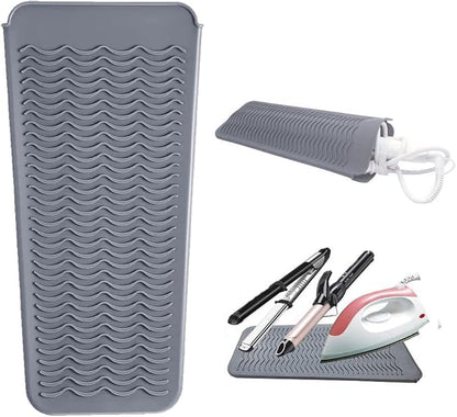 Heat Resistant Silicone Mat Pouch,Hair Styling Tools for Curling Irons, Flat Irons, Hair Straightener， 11.5 * 6 Inches, Food Grade Silicone, Grey