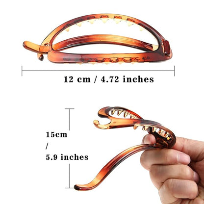 French Concord Hair Clips Claw - 6Pcs Side Slid Flat Hair Clips for Volume Strong Hold No Slip Grip Hair Claw Clips for Women Girls Thick Thin Hair (Tortoiseshell(Large, 4.7 inches))