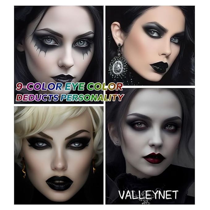 9 Color Smokey Eyeshadow Palette - Highly Pigmented Matte & Glitter Shades, Long-Lasting, Waterproof & Blendable, Black Silver Gray Eyeshadow Set for Sultry Glam (Reversal Star Smokey)