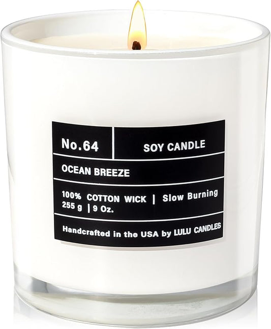 Lulu Candles | Ocean Breeze | Luxury Scented Soy Jar Candle | Hand Poured in The USA | Highly Scented & Long Lasting (9 Oz.)