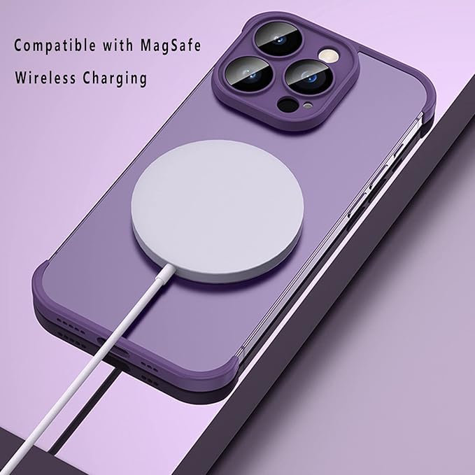 for iPhone 16 Pro Max Frameless Bumper Case with Camera Lens Protector, Slim Fit No Back No Frame Design TPU Bumper Compatible with MagSafe Excellent Heat Dissipation Minimalist (Titanium Gray)