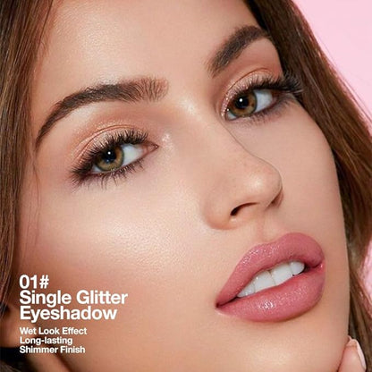 Monochrome Pressed Eyeshadow, Waterproof Neutral Powde Mini Shimmer Gold Brown Eyeshadow, sombras para ojos, Talc, Paraben & Cruelty Free (H01#Shimmer Gold Brown)