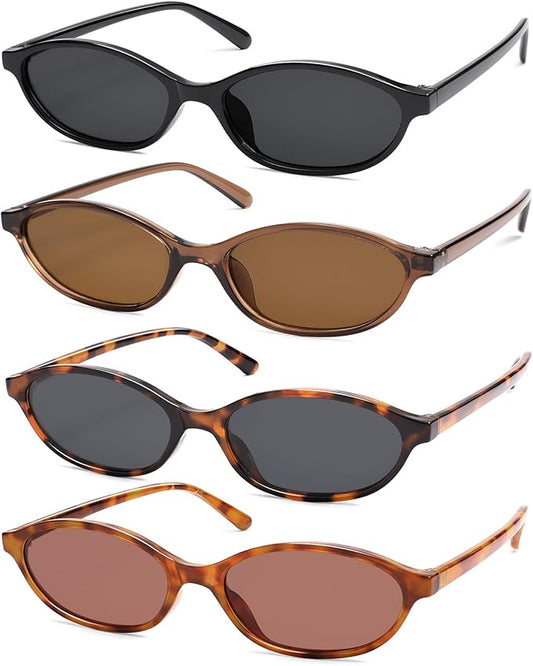 Retro Oval Cat Eye Sunglasses for Women Y2k Trendy Narrow Sunnies Designer Sun Glasses AR82253